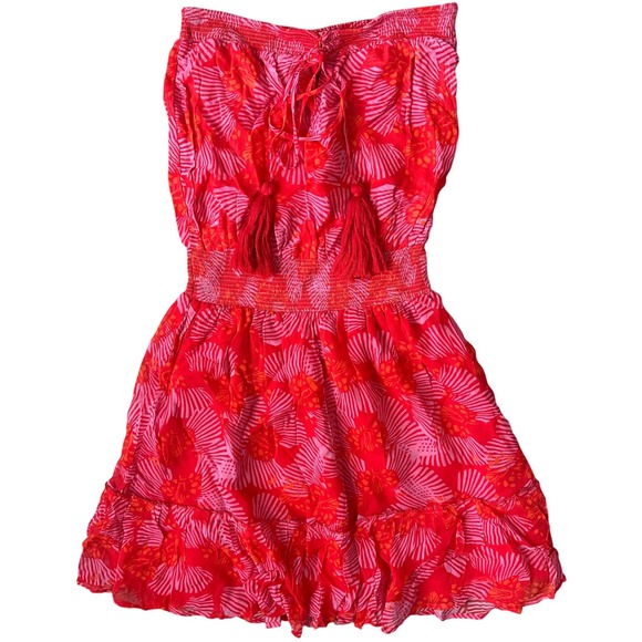 Karina Grimaldi Red Butterfly Print Mini Dress Strapless Tassel Revolve M‎ - Picture 7 of 9